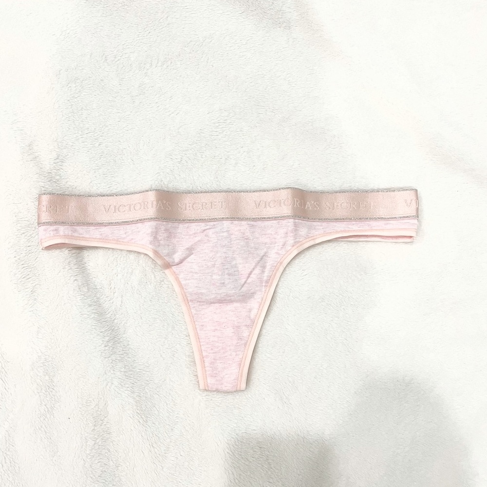 Victoria’s Secret Shine Heather Cotton Logo Thong